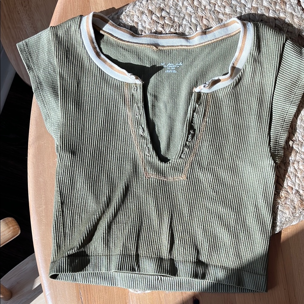 Urban Outfitters Olive Green Ribbed Women's Top